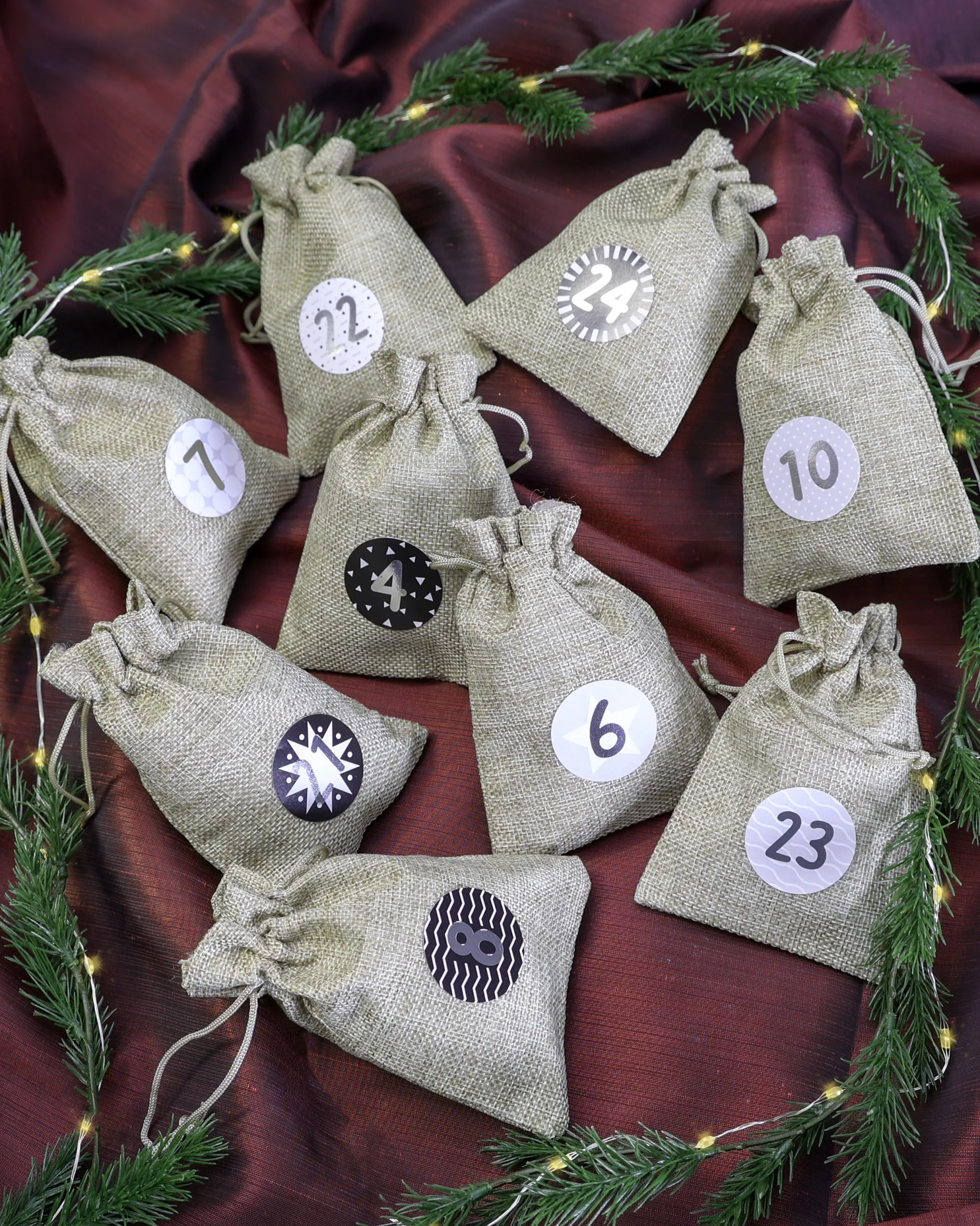 Adventskalender jutepåsar