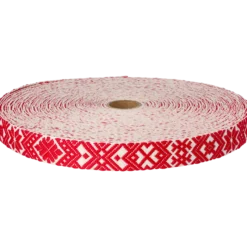 Allmogeband, vit/röd