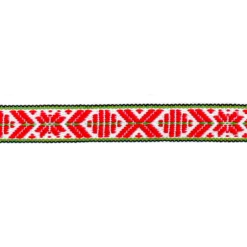 Allmogeband, vit/röd/grön