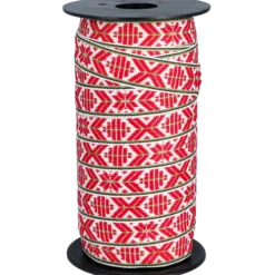 Allmogeband, vit/röd/grön