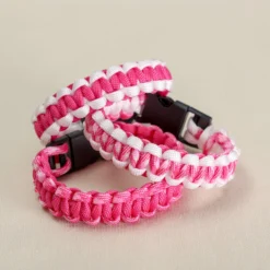 Armbandsset 4 mm, rosa/vit