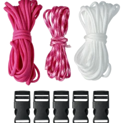 Armbandsset 4 mm, rosa/vit