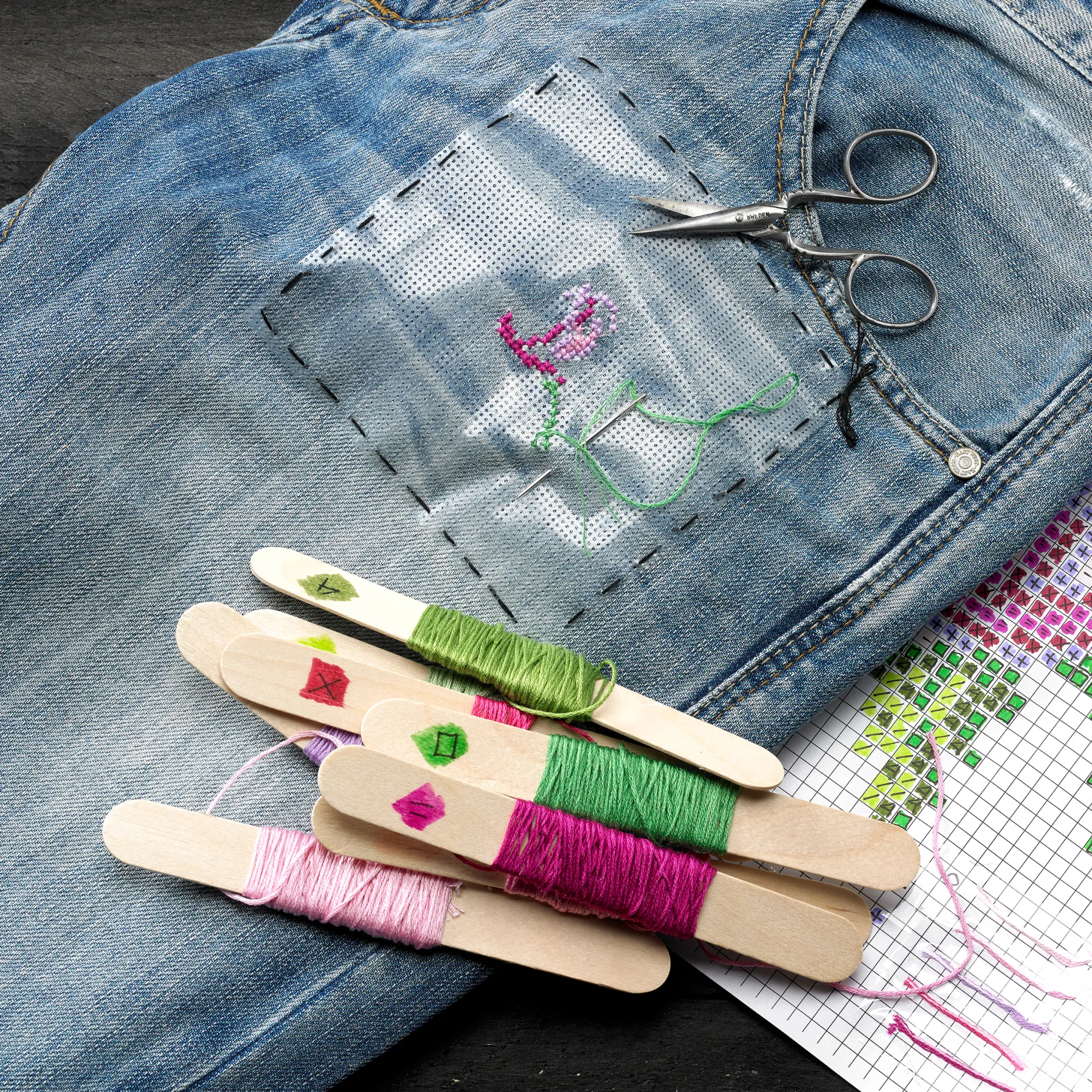 Broderigarn DMC, svart
