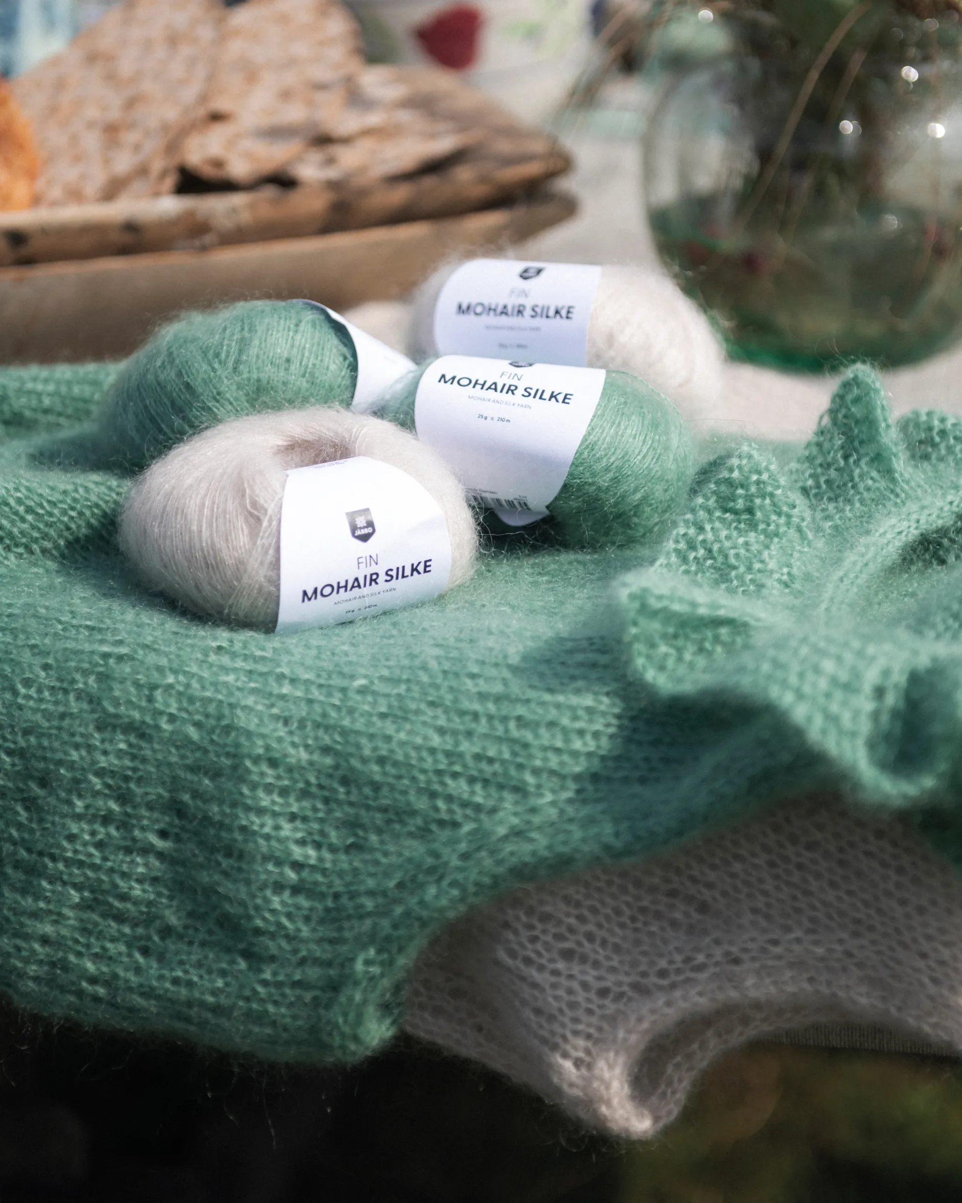 Fin mohair/silke garn, solar flare