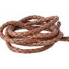 Flätat runt läderband, brun