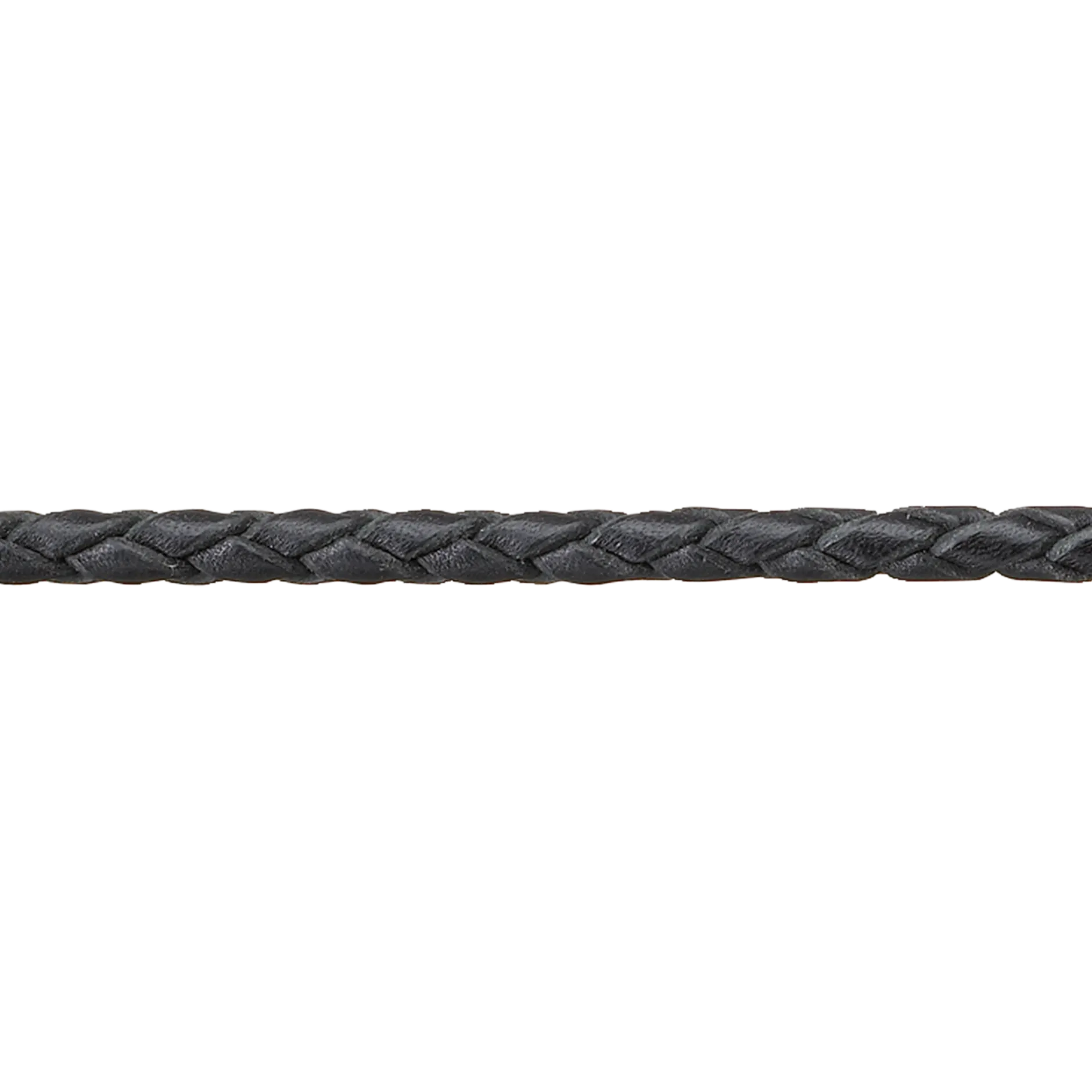 Flätat runt läderband, svart