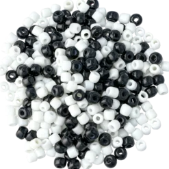 Glaspärlor svartvit mix