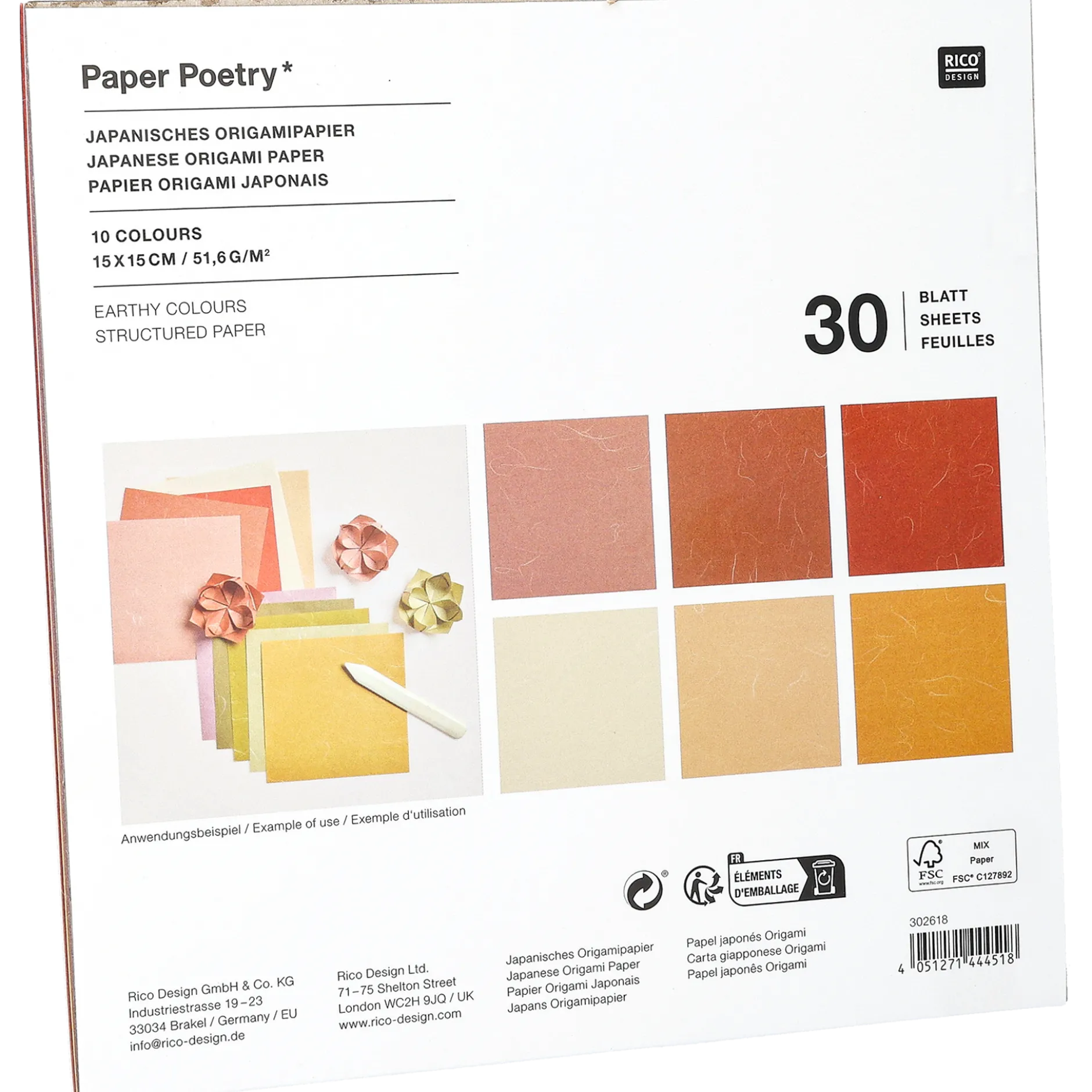 Japanska Origamipapper, Jordiga toner
