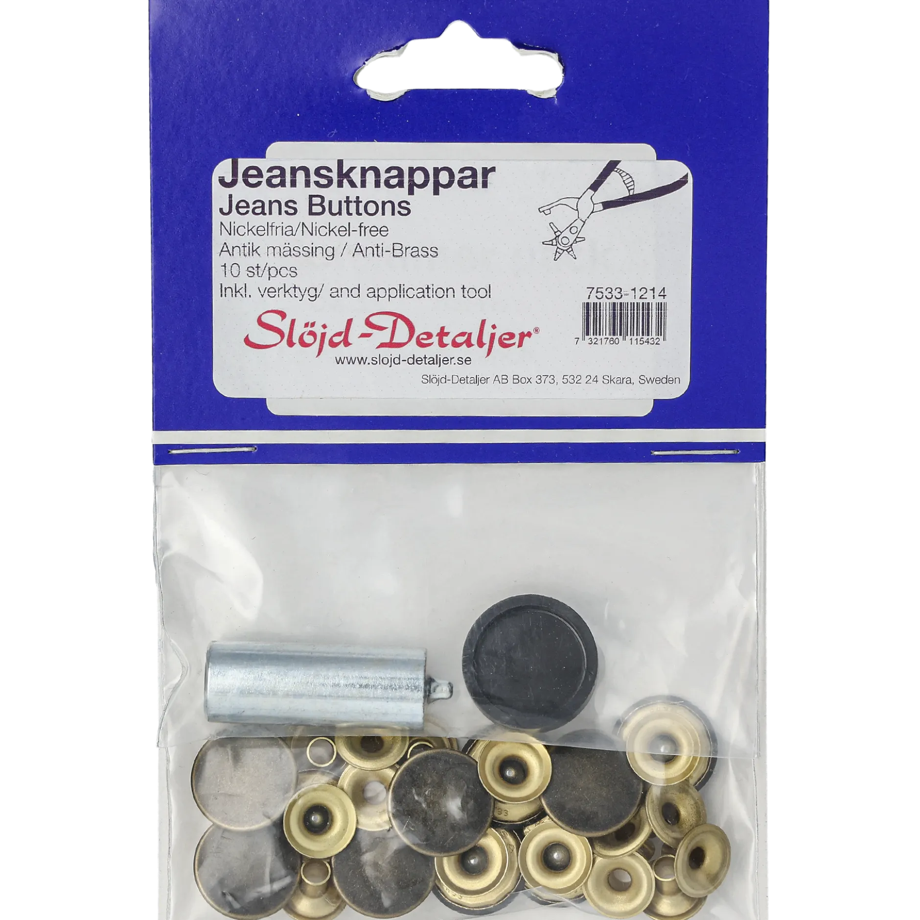 Jeansknappar 10 st, antik mässing