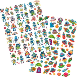Klistermärken robotar och rymdfigurer