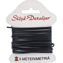 Läderrem 2 mm 3 m, svart