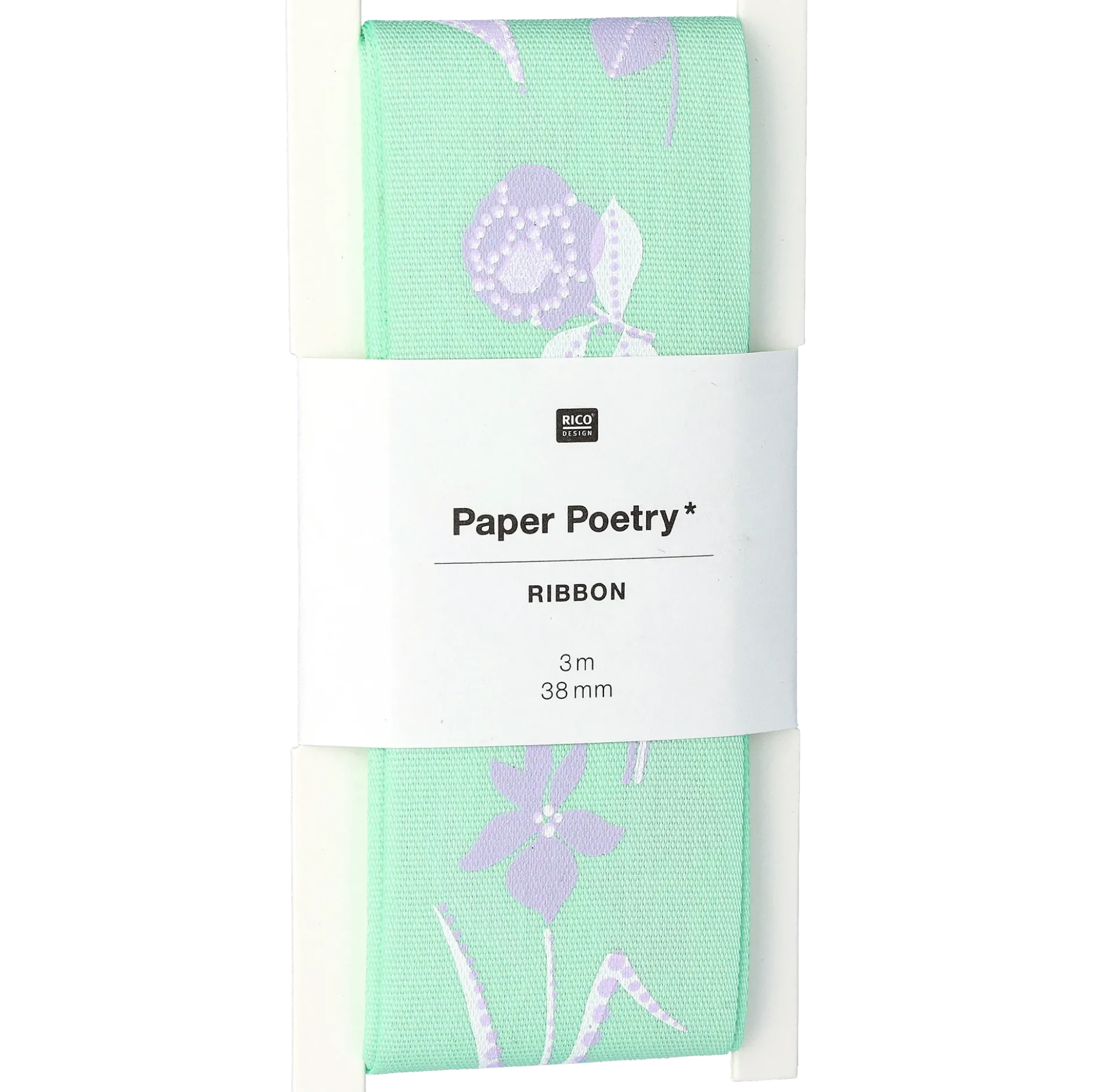 Polyesterband grön blomma