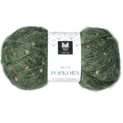 Popkorn blandgarn, armégrön