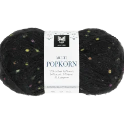 Popkorn blandgarn, svart