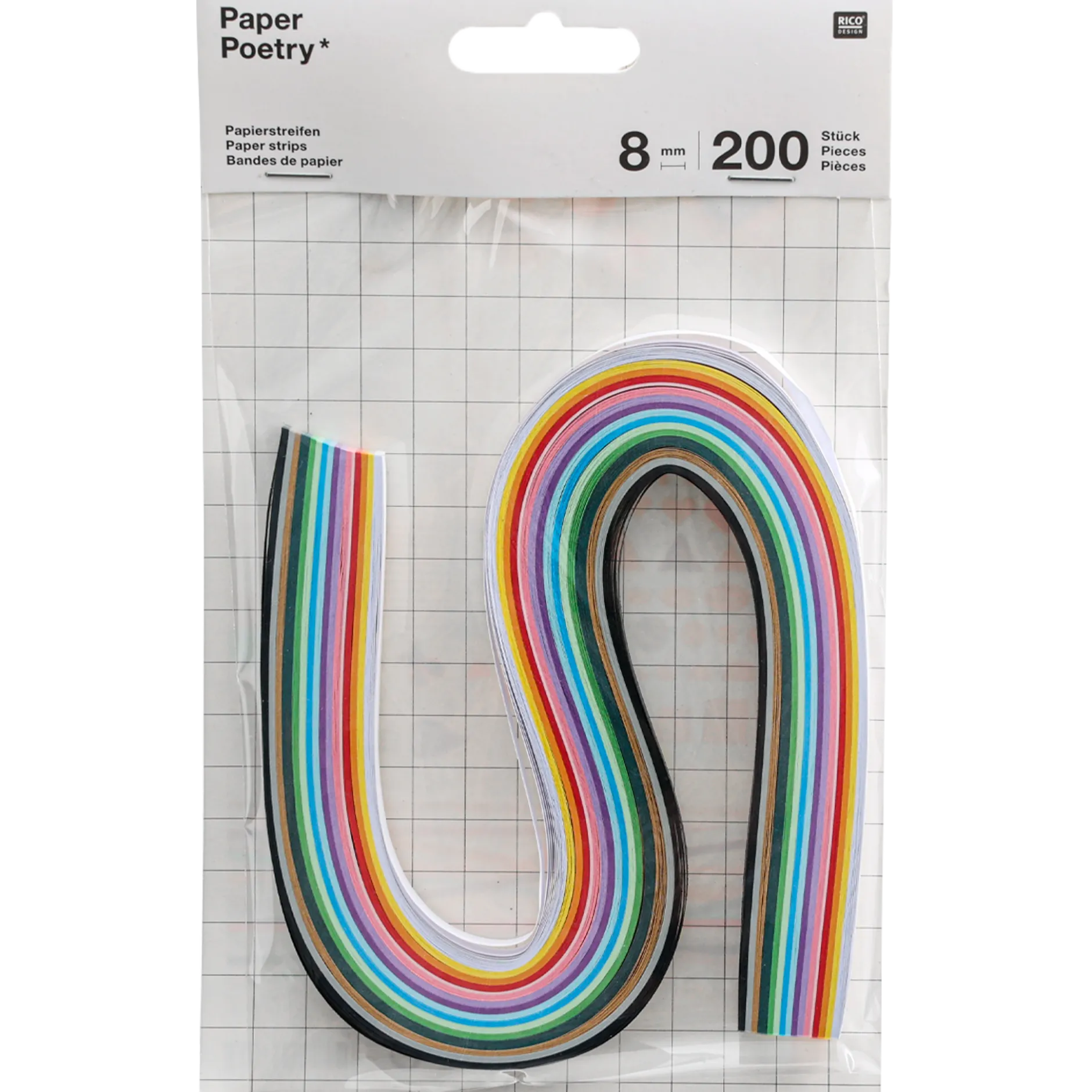 Quilling pappersremsor basfärger, 8 mm