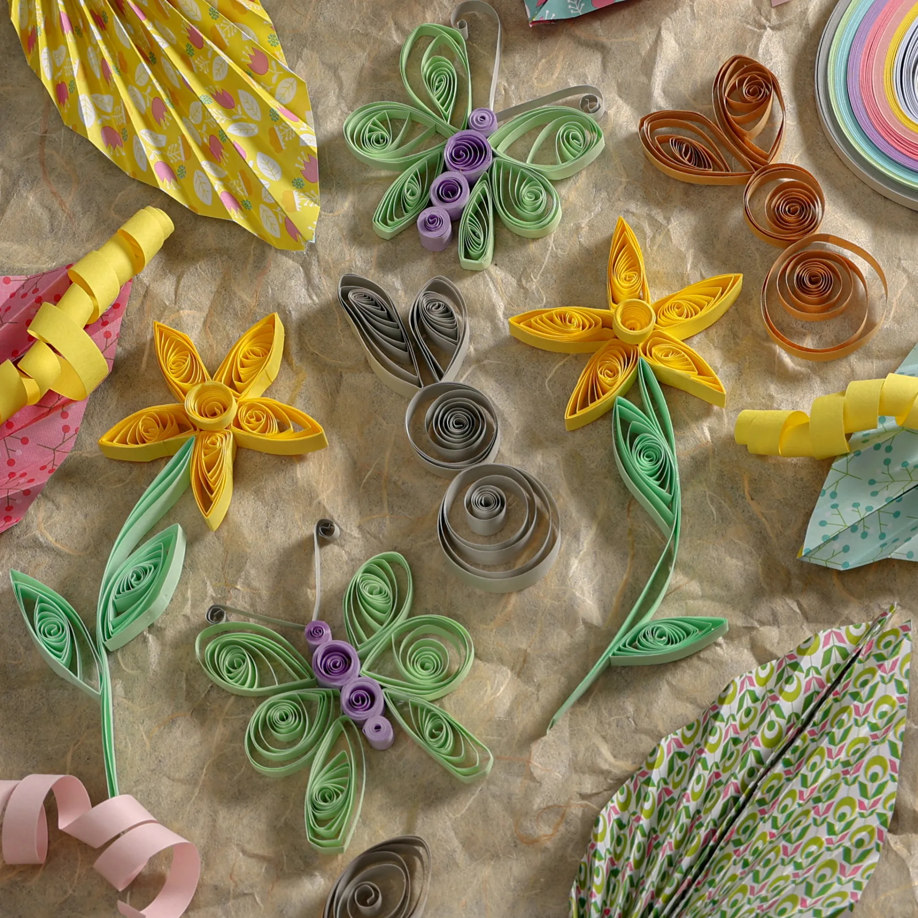 Quilling pappersremsor pastellfärger, 5 mm