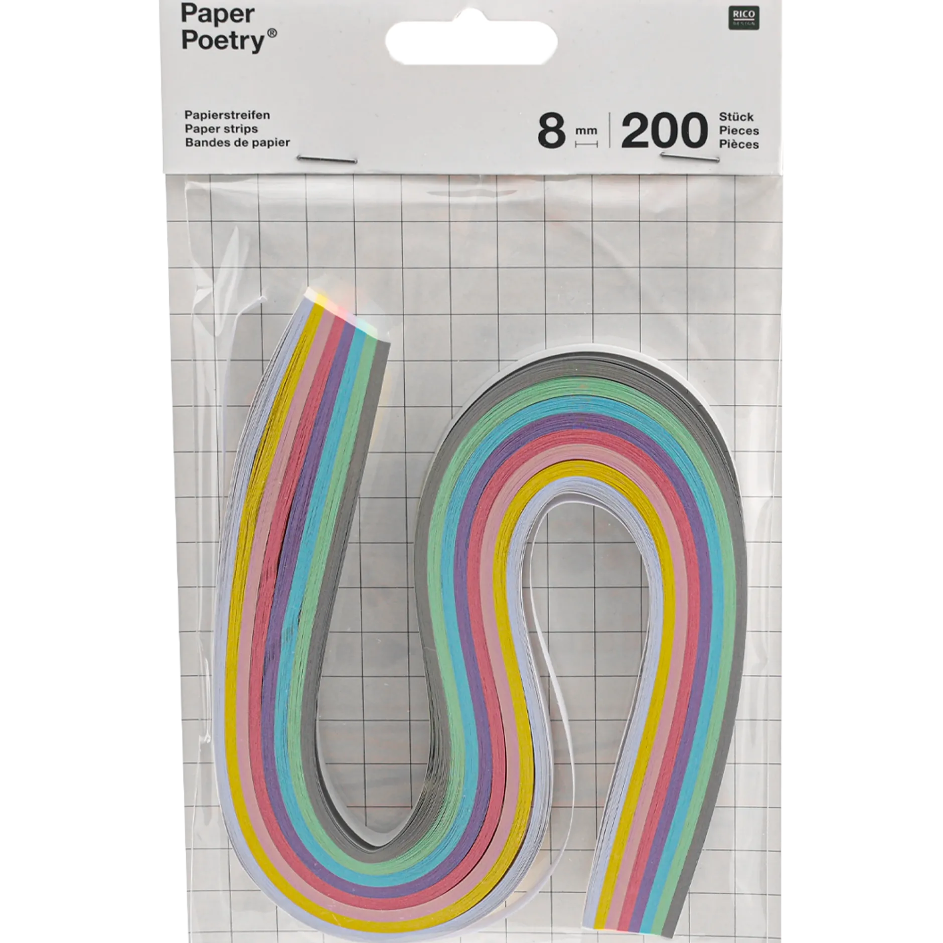 Quilling pappersremsor pastellfärger, 5 mm