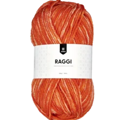 Raggi, sockgarn, rhubarb melange