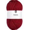Raggi, sockgarn, vinröd