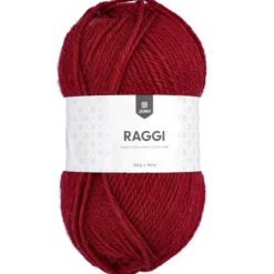 Raggi, sockgarn, vinröd