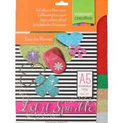 Självhäftande glitterpapper julfärger
