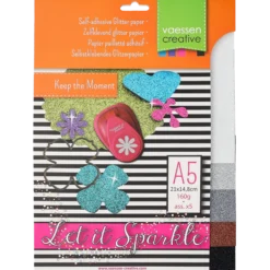 Självhäftande glitterpapper svart/vitt
