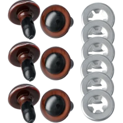 Säkerhetsögon 12 mm 3 par, brun