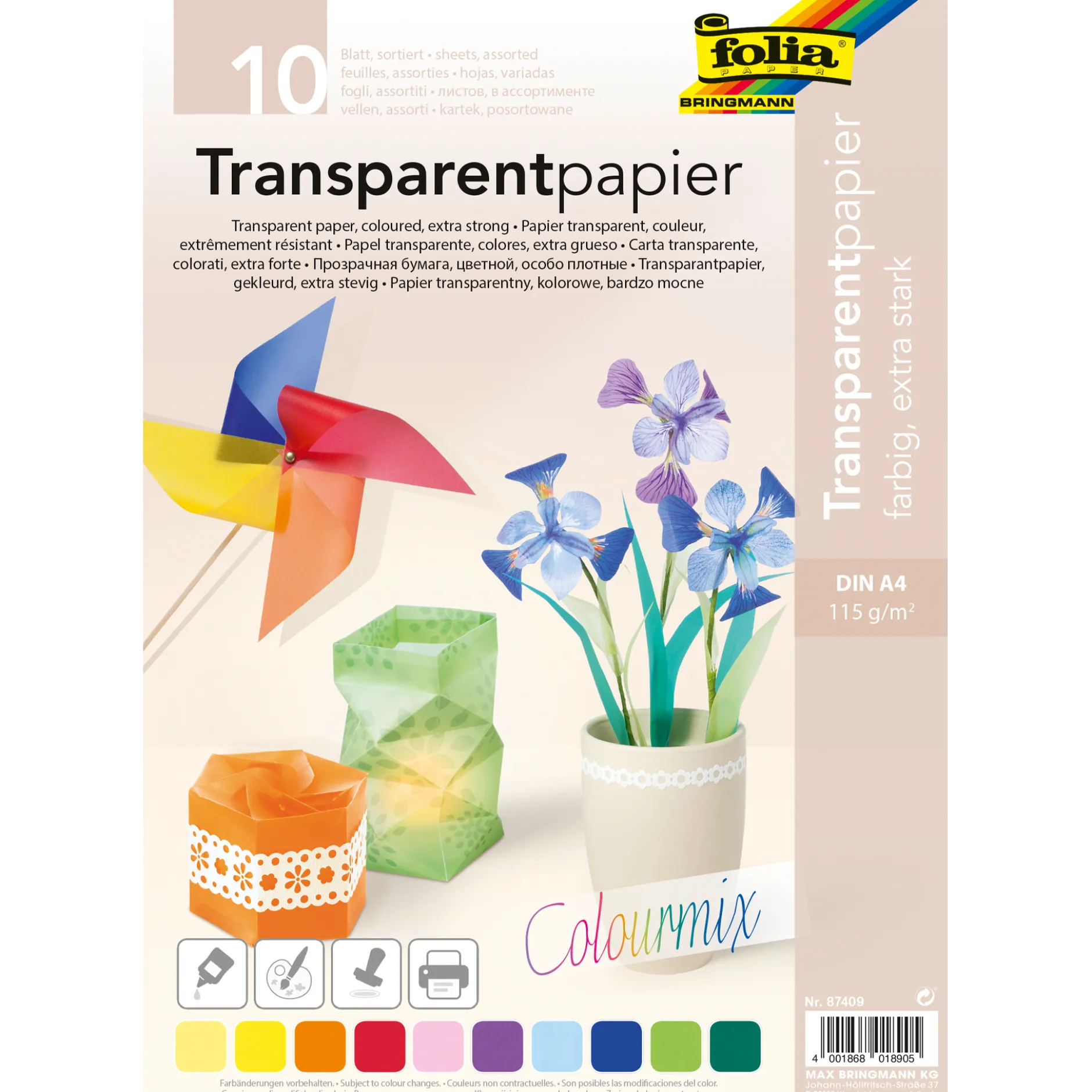 Transparentpapper extra starkt, Färgmix