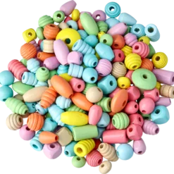 Träpärlor mix, pastellfärger
