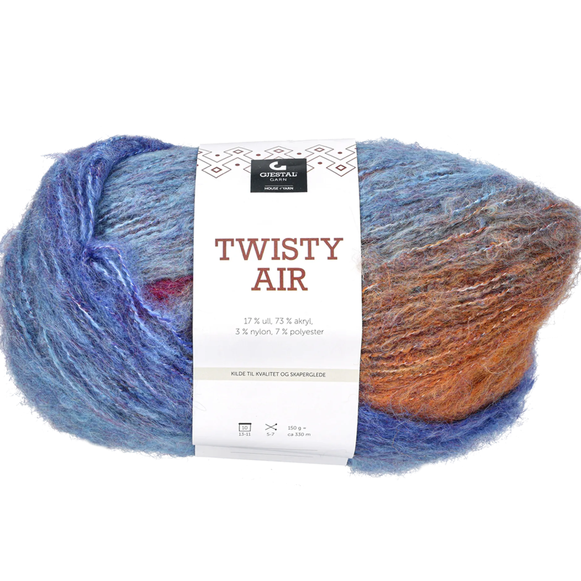 Twisty Air ull/akrylgarn, cerise/blå/orange